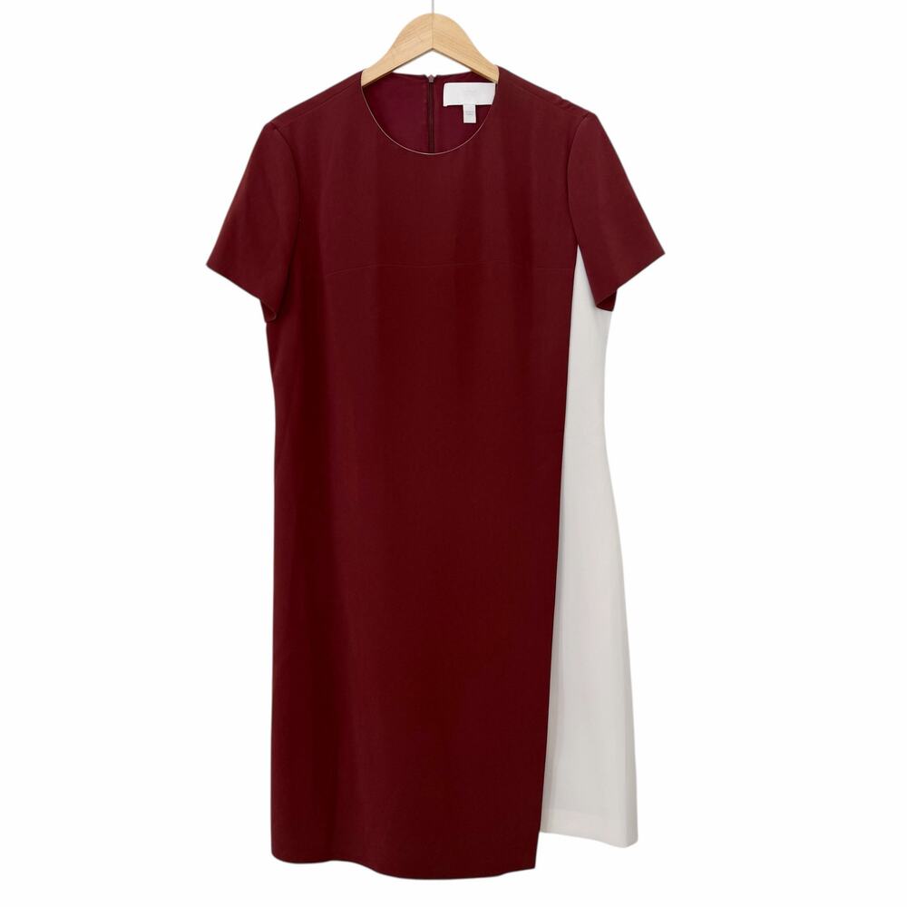 Boss Hugo Boss Dularis Maroon White Sheath Dress Sz 12
